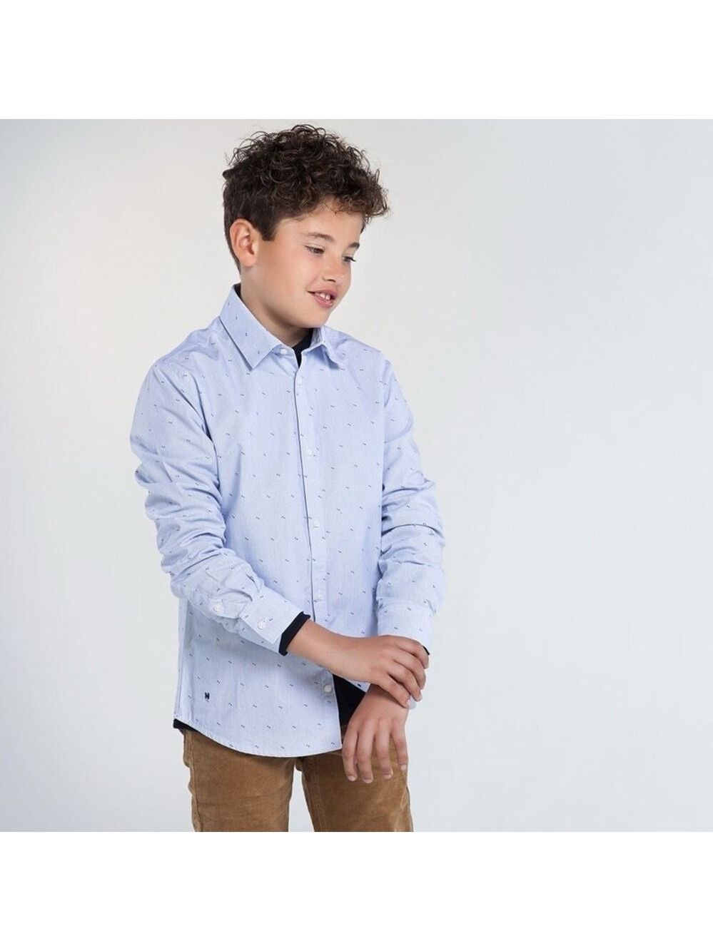 Size 8 Boys Mayoral Sky Blue Kids Button Down Shirt